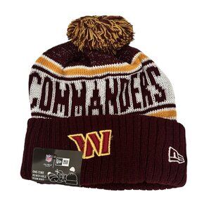 New Era Commanders On Field Knit Fully Lined Beanie w/ Pom NFL Football Athleisu